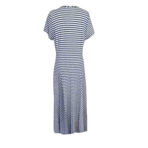 Newport News Navy/White Striped Short Sleeve Maxi Dress Size 16 - Picture 3 of 4